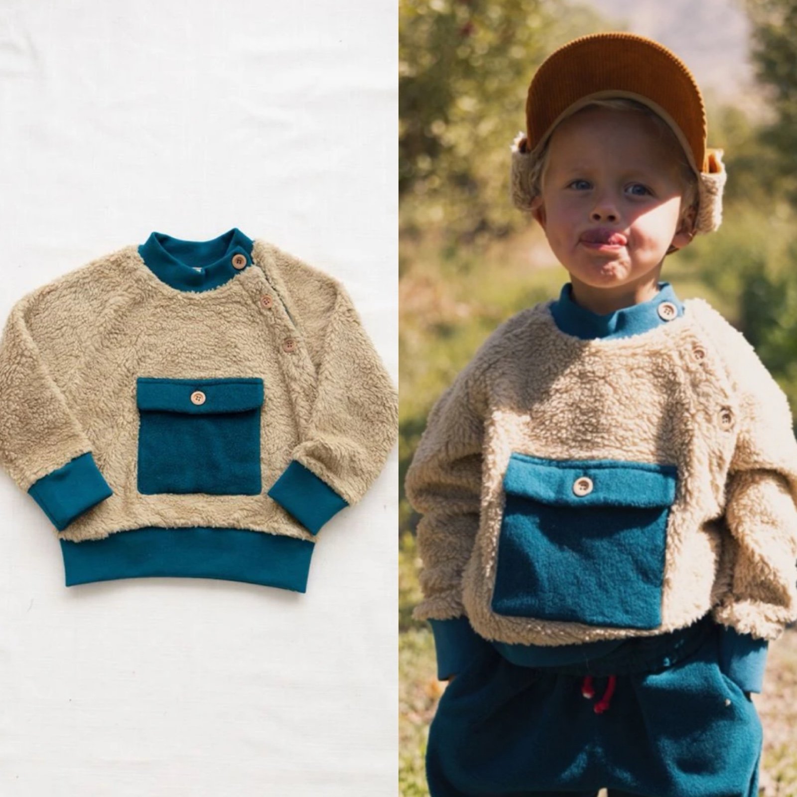 Fin & Vince Kids Alfie Sherpa & Fleece Colorblock Pullover 4/5T