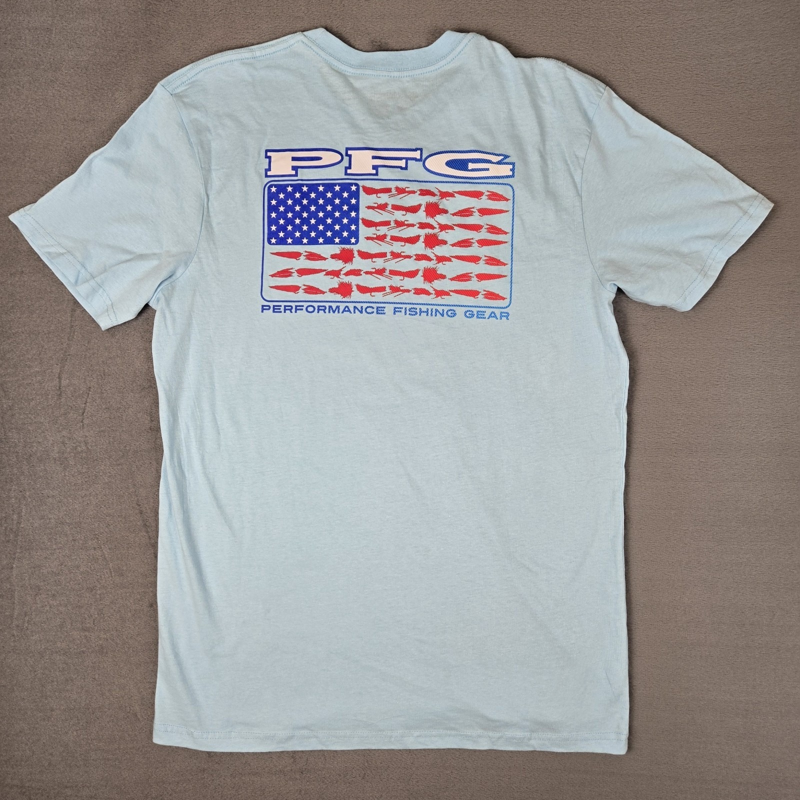 Columbia T-shirt Men's Large PFG Terminal Tackle Fish Flag Fishing USA NWT