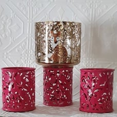 Fox Candle Pillar set In Forest Metal