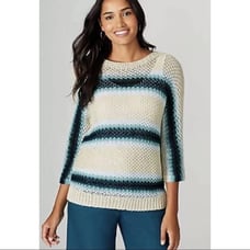 J Jill Open Knit Linen Cotton Sweater L