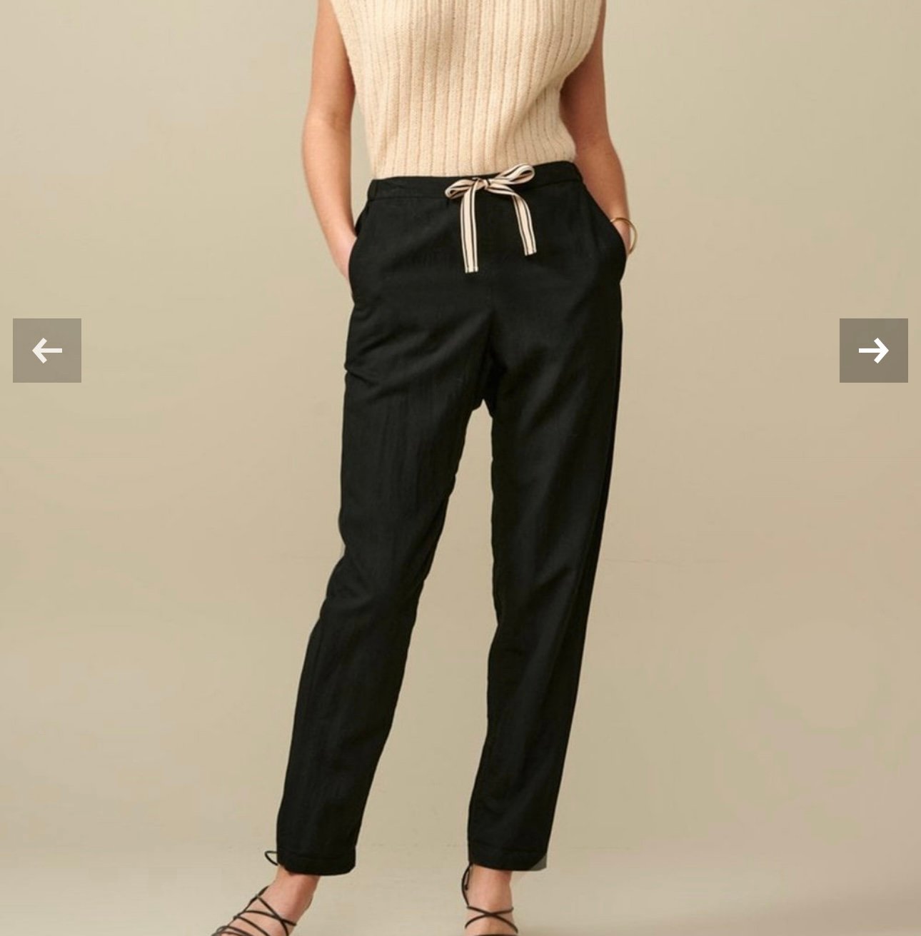 Bellerose Vael in black on black vertical stripes, 2 hidden side pockets, welt