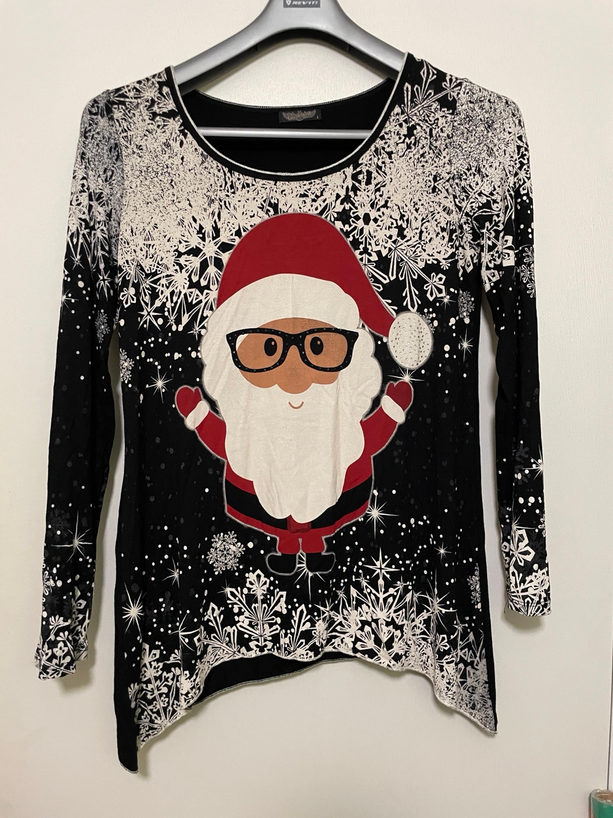 Vanilla Sugar Christmas Midi Sleeve Shirt Top Size L Santa Claus Chibi Trendy