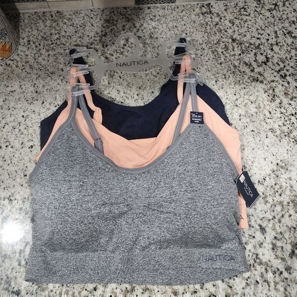 NAUTICA 3pk active athletic soft comfy lounge bras bralettes plus size 2X new!!!