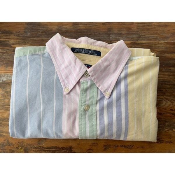 90s VTG Tommy Hilfiger Cotton Button Up Oversized Shirt Short Sleeve