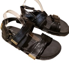 ASOS Falon Chunky Black Multi Strap Buckle Sandals - size 11