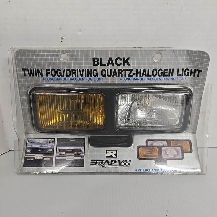 Vintage Black Twin Fog Driving Quartz Halogen Light Rally SAE-Y-87