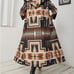 Fall Geometric Print Hooded Cape Long Sleeve Overcoat L5