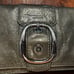 Coach Authentic Large Metallic Green Wristlet Wallet Patent Leather With Buckle