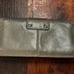 Coach Authentic Large Metallic Green Wristlet Wallet Patent Leather With Buckle