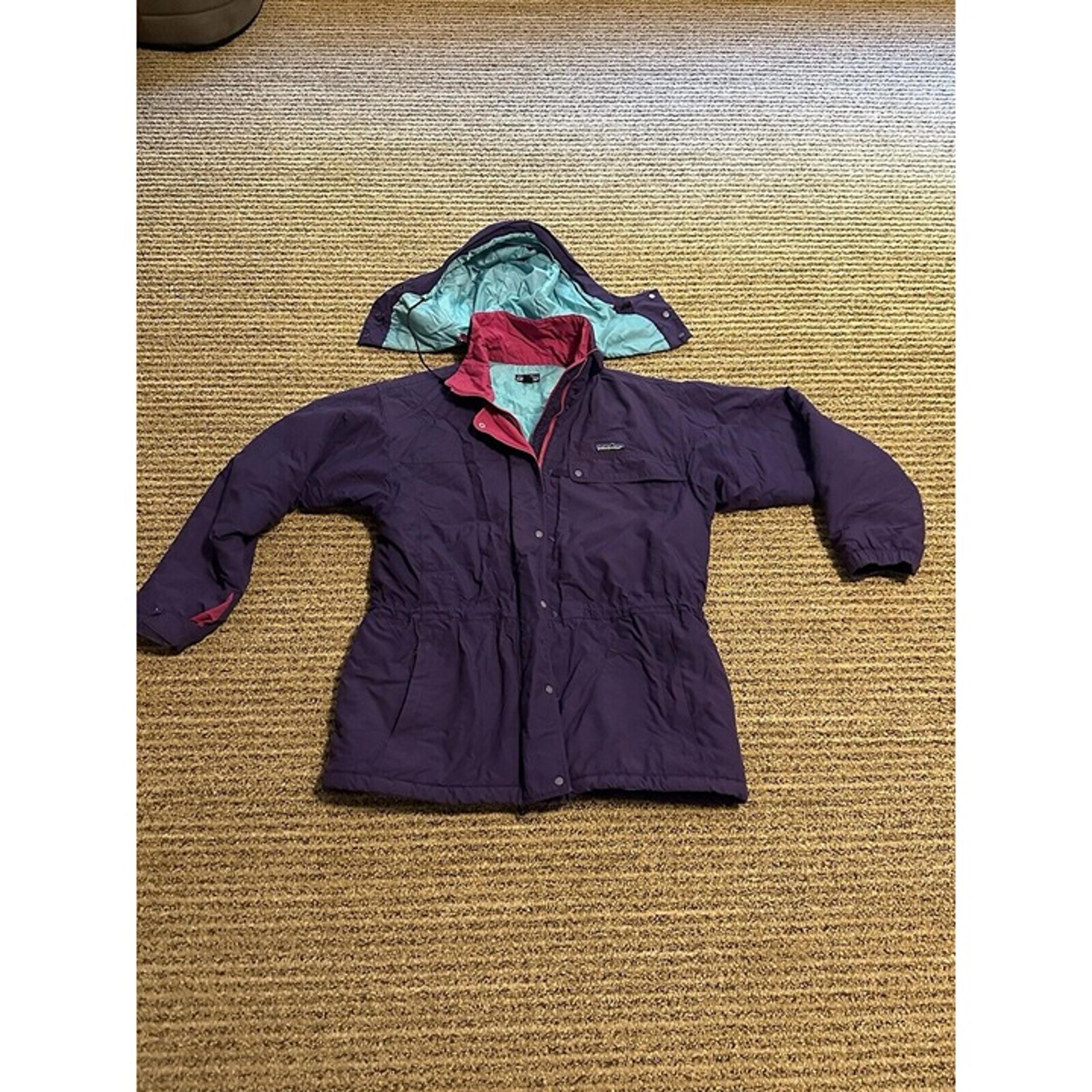 Patagonia 90S Down Nylon Jacket Parka Size 12 Zip Off Hoodie
