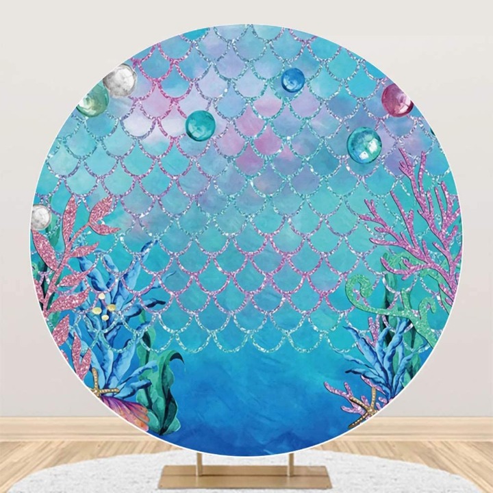 Mermaid Themed Round Backdrop 6.5x6.5ft Under The Sea