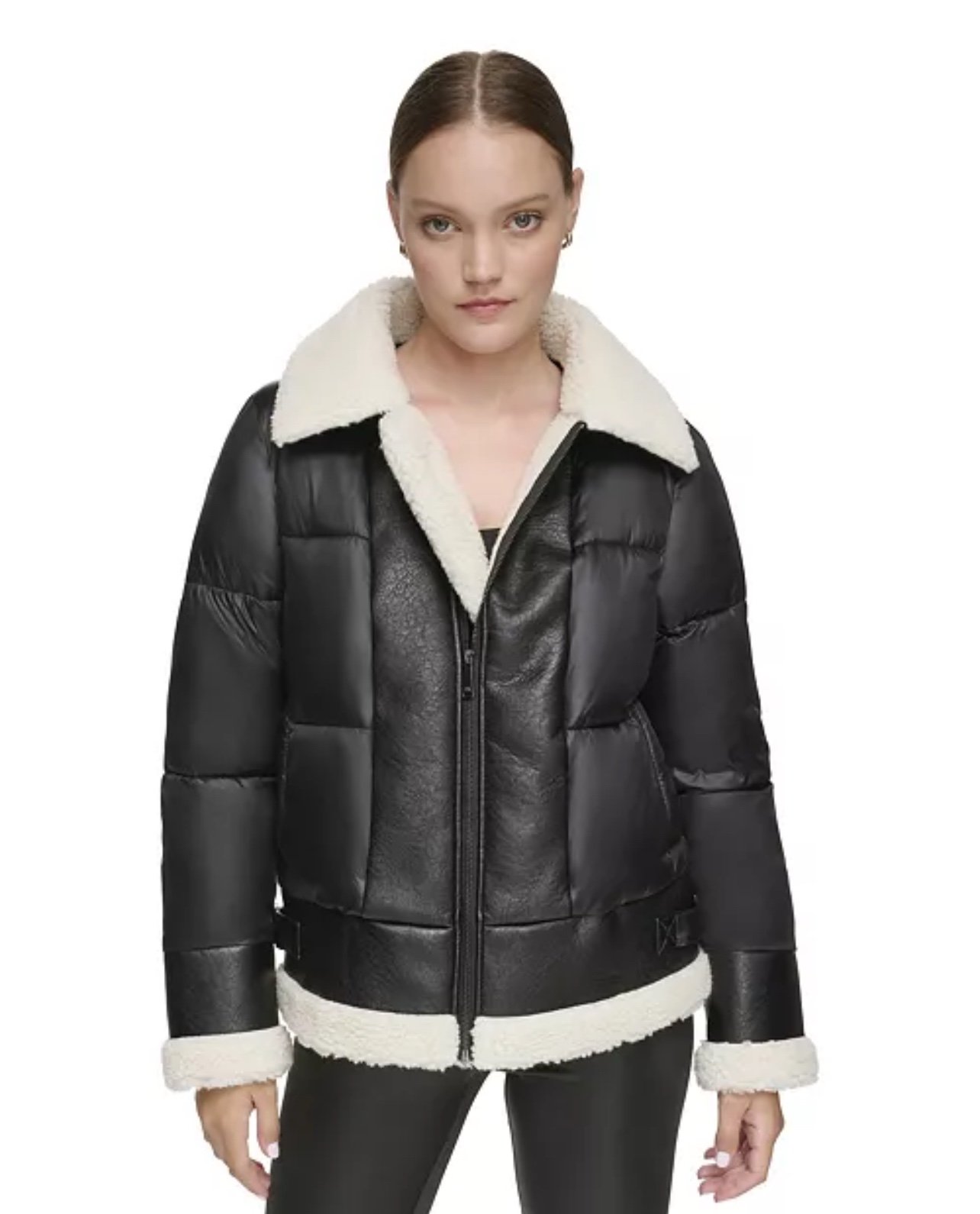 Andrew Marc Sport Puffer Jacket With Faux Leather And Sherpa Trim Size 2X 189