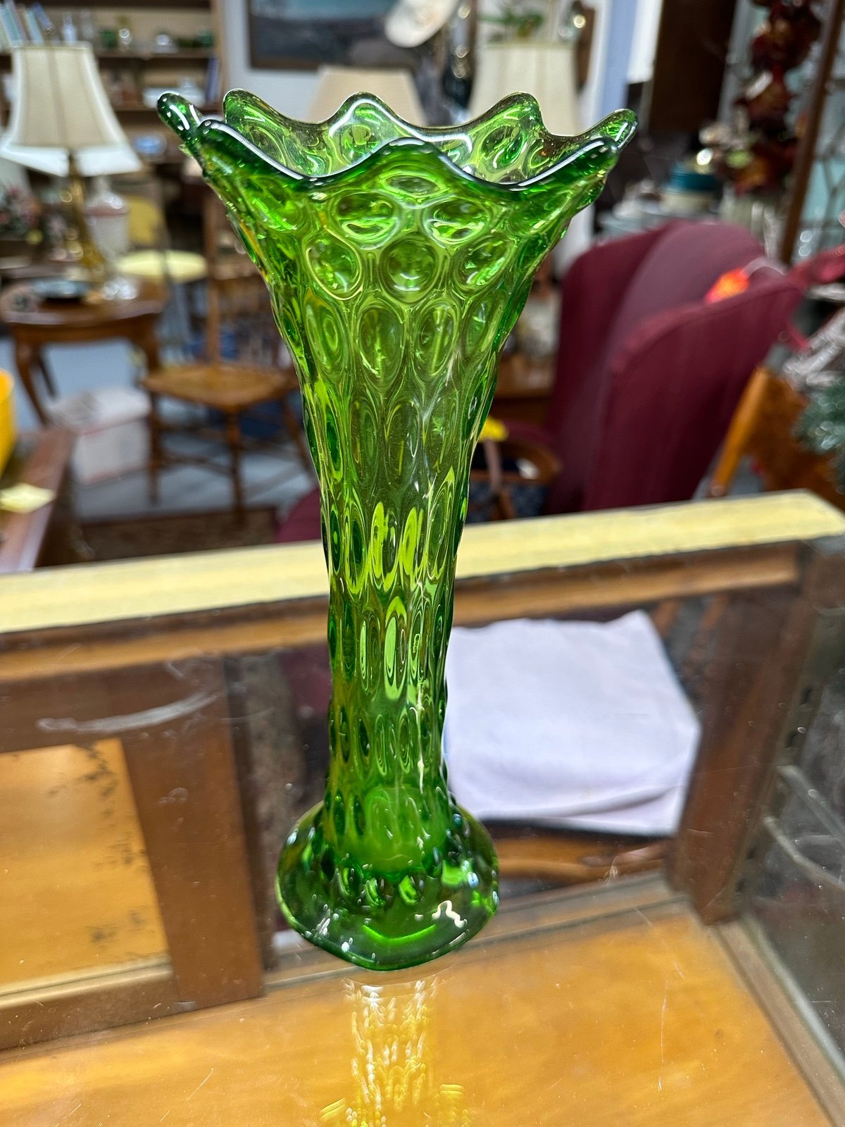 Vtg Green Swung Vase