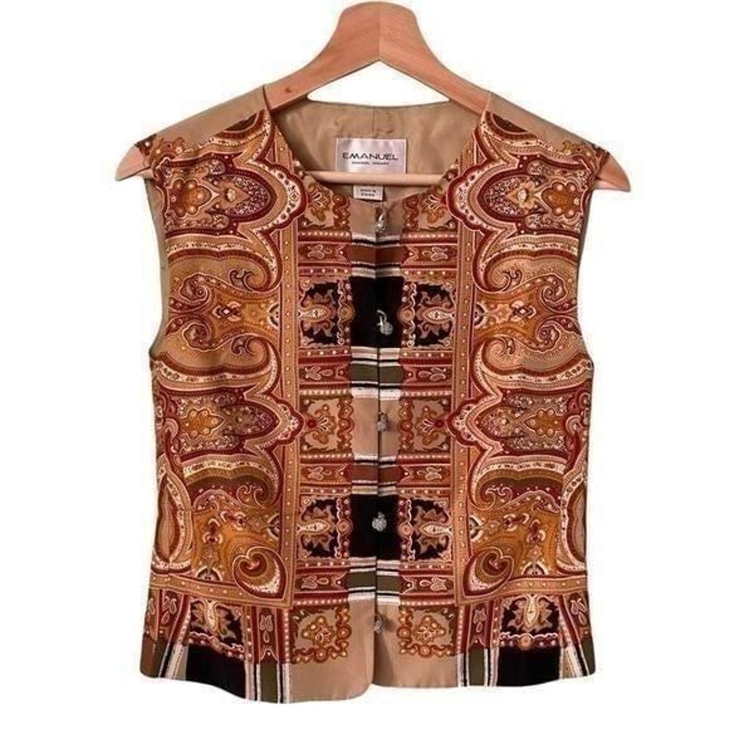 Vintage Designer Emanuel Ungaro Paisley Print Front Button Vest in Size 12/46