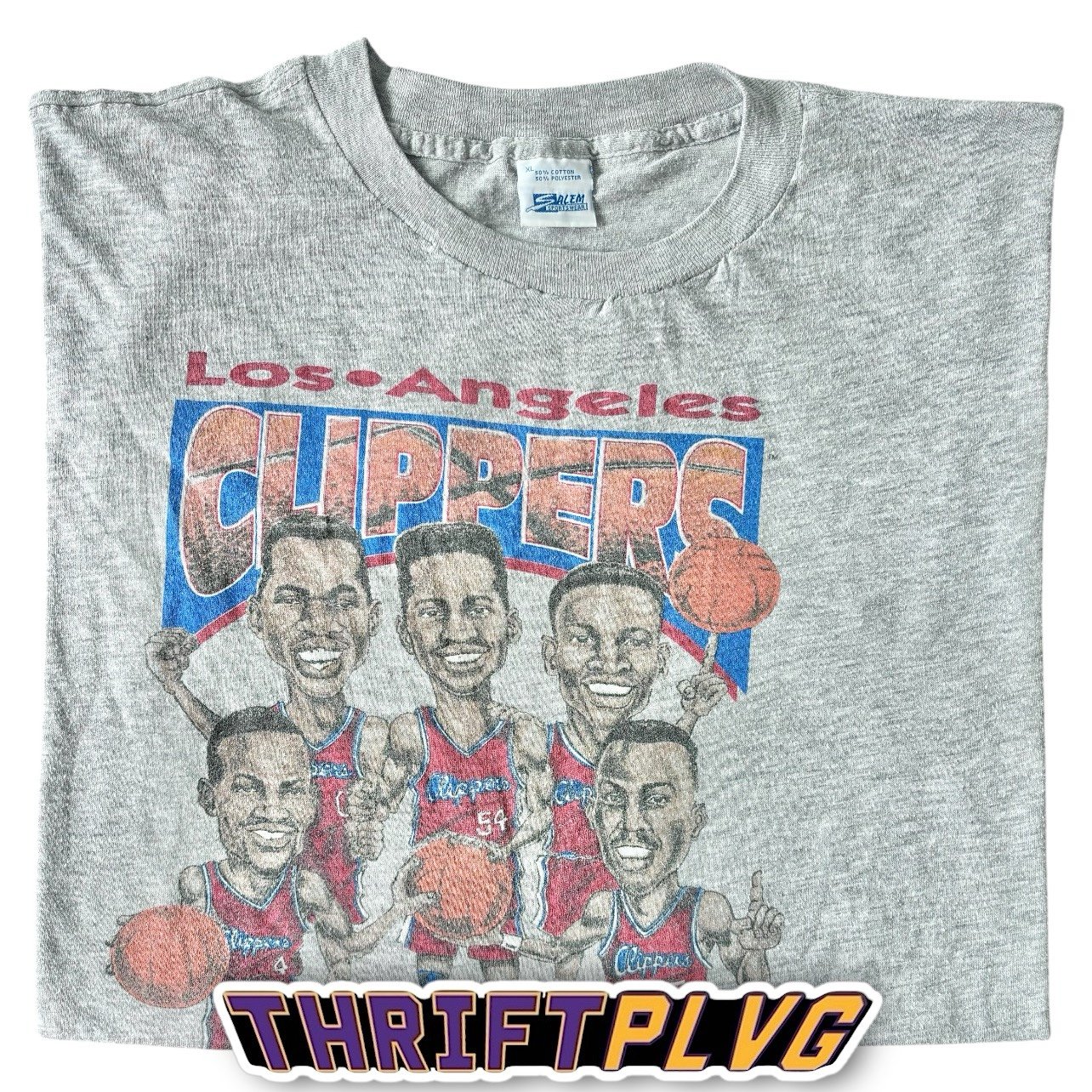 Vintage 90s Los Angeles Clippers Caricature Hot Shot Lottery Single Stitch Shirt
