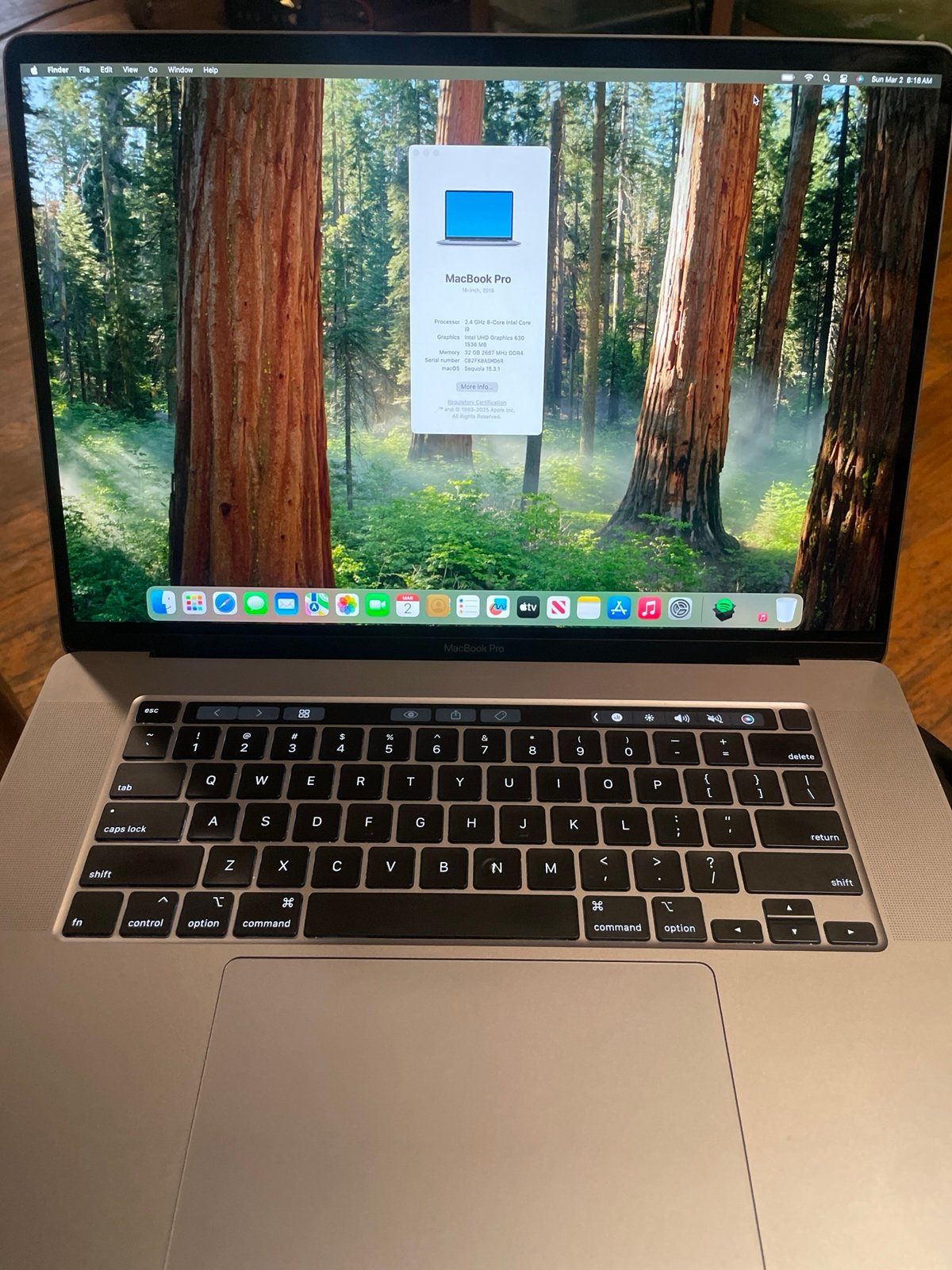 MacBook Pro 16 inch 2019 2.4 GHZ intel core i9 32 gbram 1tb SSD