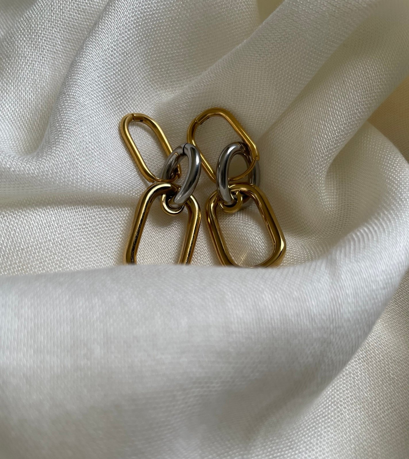B. Collective Two-Tone Gold and Silver Chain Link Earrings | Same-Day Shipping