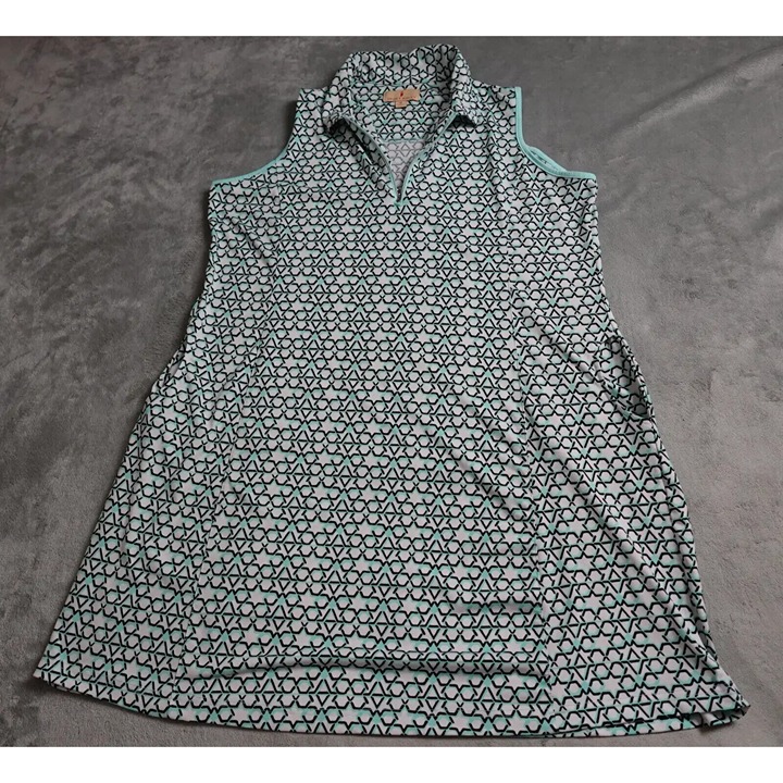 Sport Haley Sleeveless Dress Women's XL Green White Geometric Print Pullover