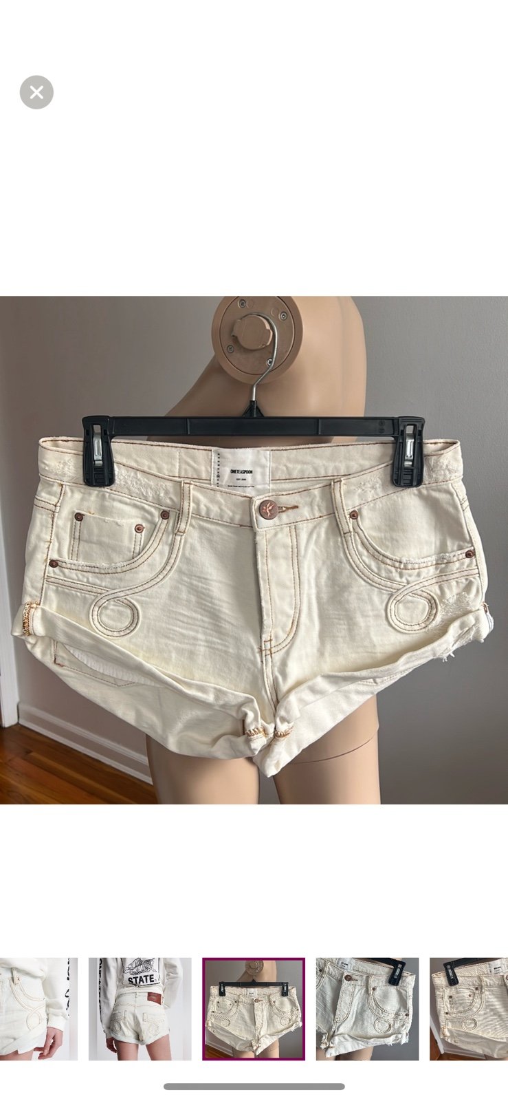 One Teaspoon XANTHE LE LOOP BANDITS LOW WAIST DENIM SHORTS Size 28