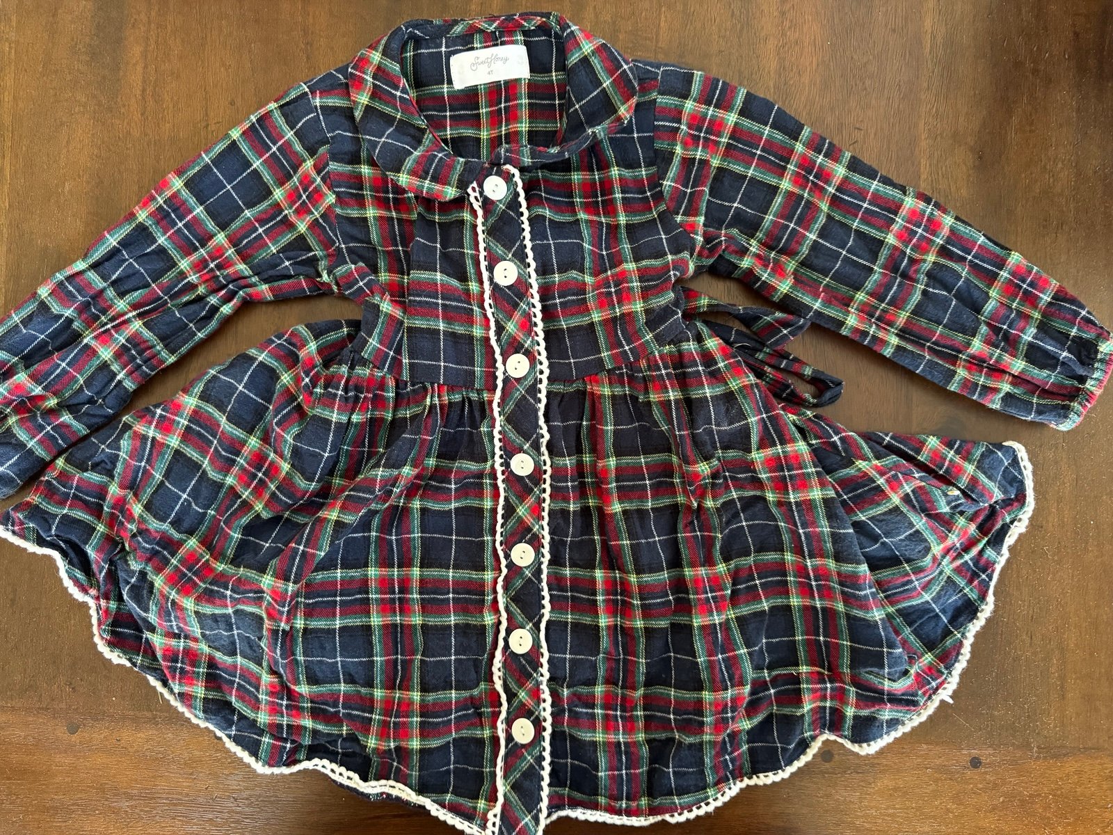 Sweethoney Holiday Plaid Dress 4T