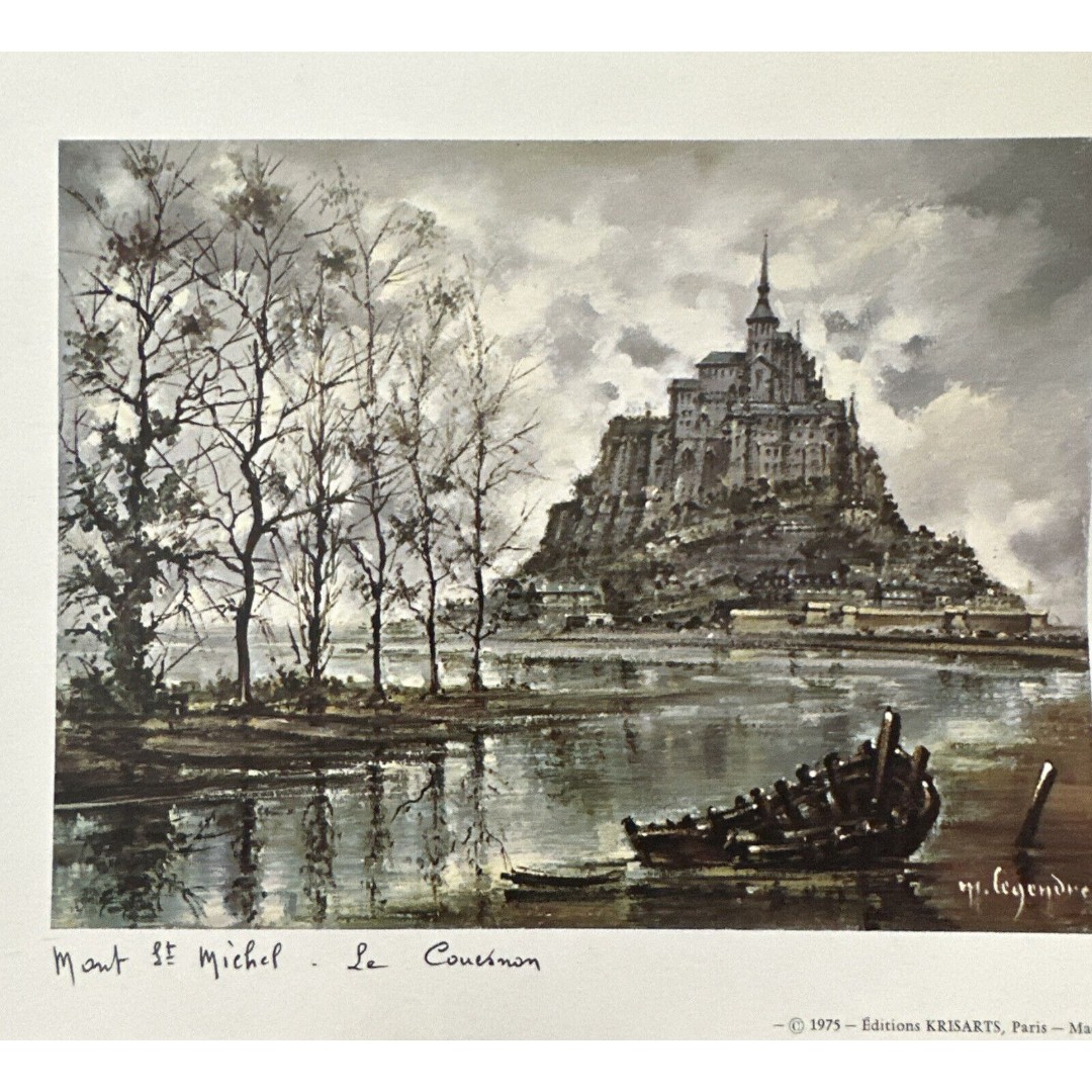Mont St. Michel Le Couesnon by Maurice Louis Legendre signed Art Print 1975 ed.