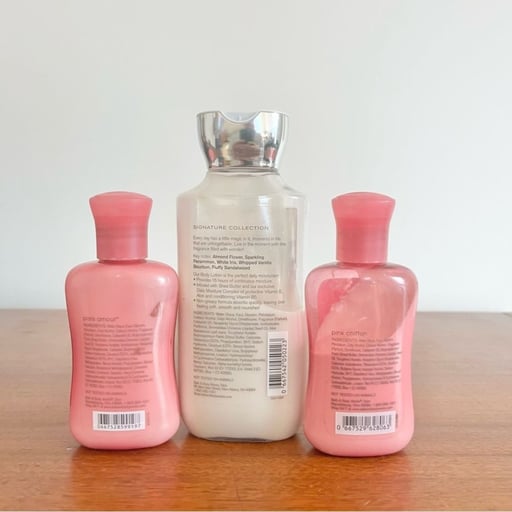 Set of 3 Bath & Bodyworks Lotions 50% Magic in the Air Pink Chiffon Paris Amour