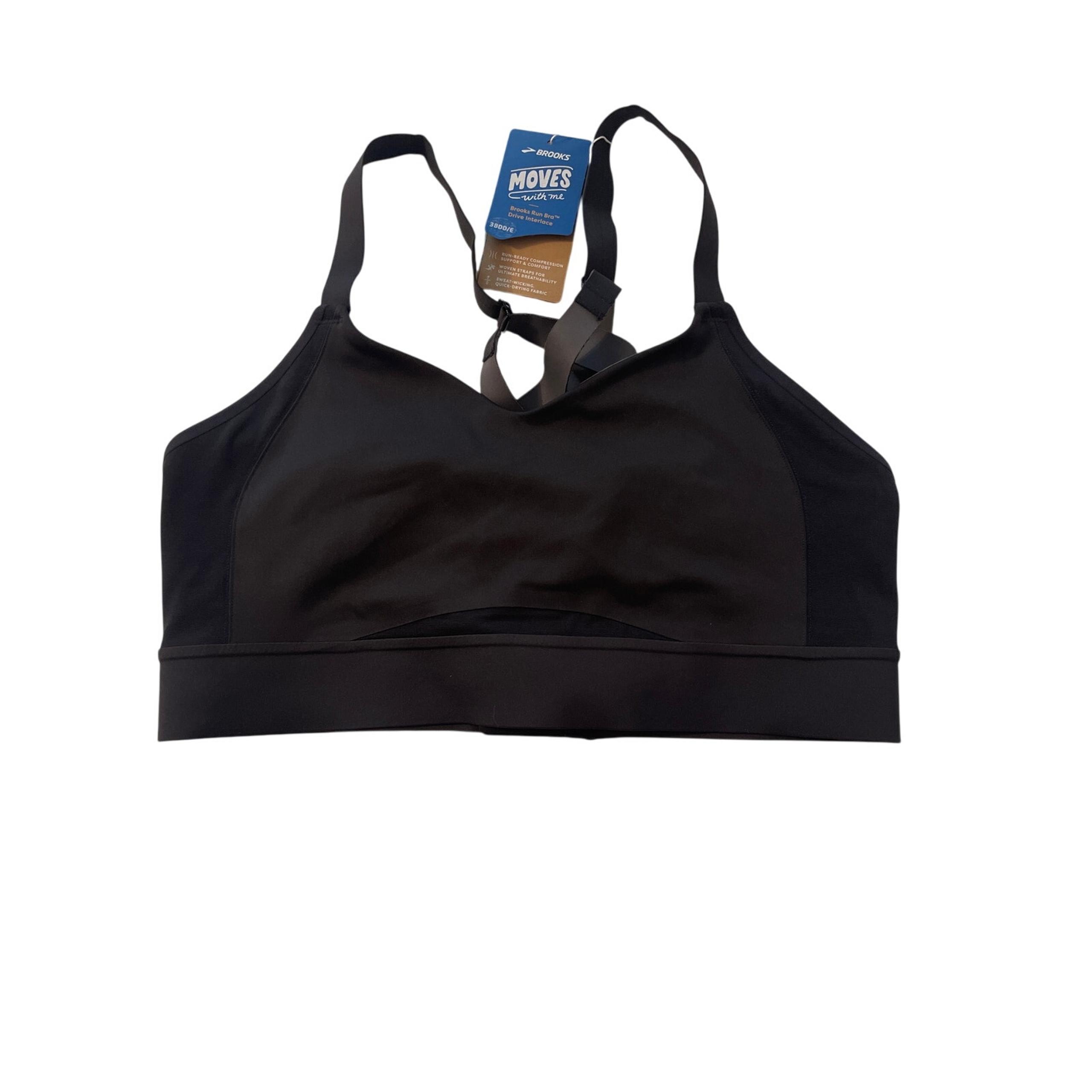 Brooks NWT Moves With Me Run Bra Drive Interlace Black Women's 38DD/E Sports Bra