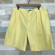 Polo Ralph Lauren Tyler Pleated Chino Shorts Yellow 9 Inseam Casual Mens 40
