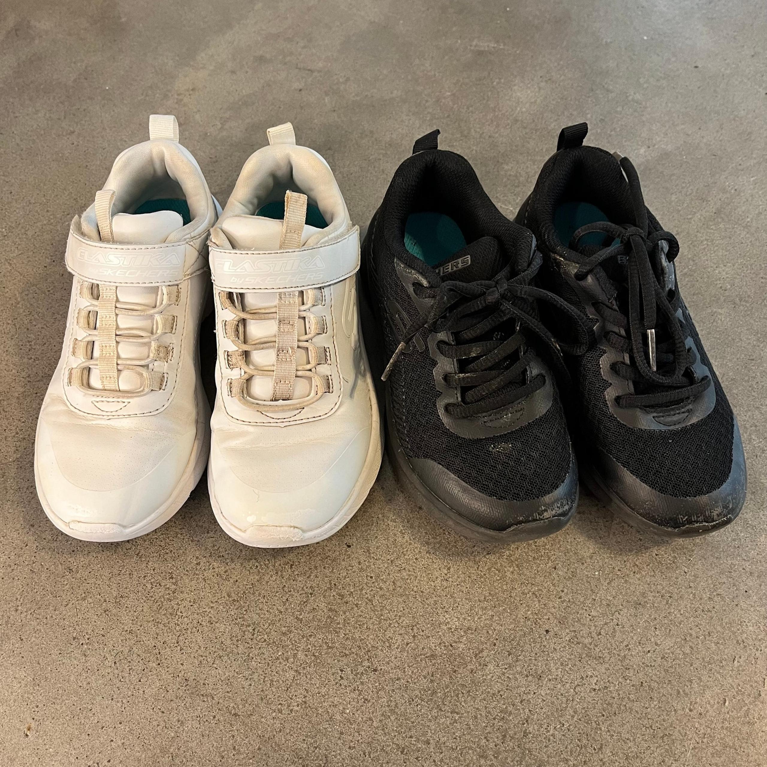 Sketchers All White Black solid sneaker girls shoes size 13 bundle