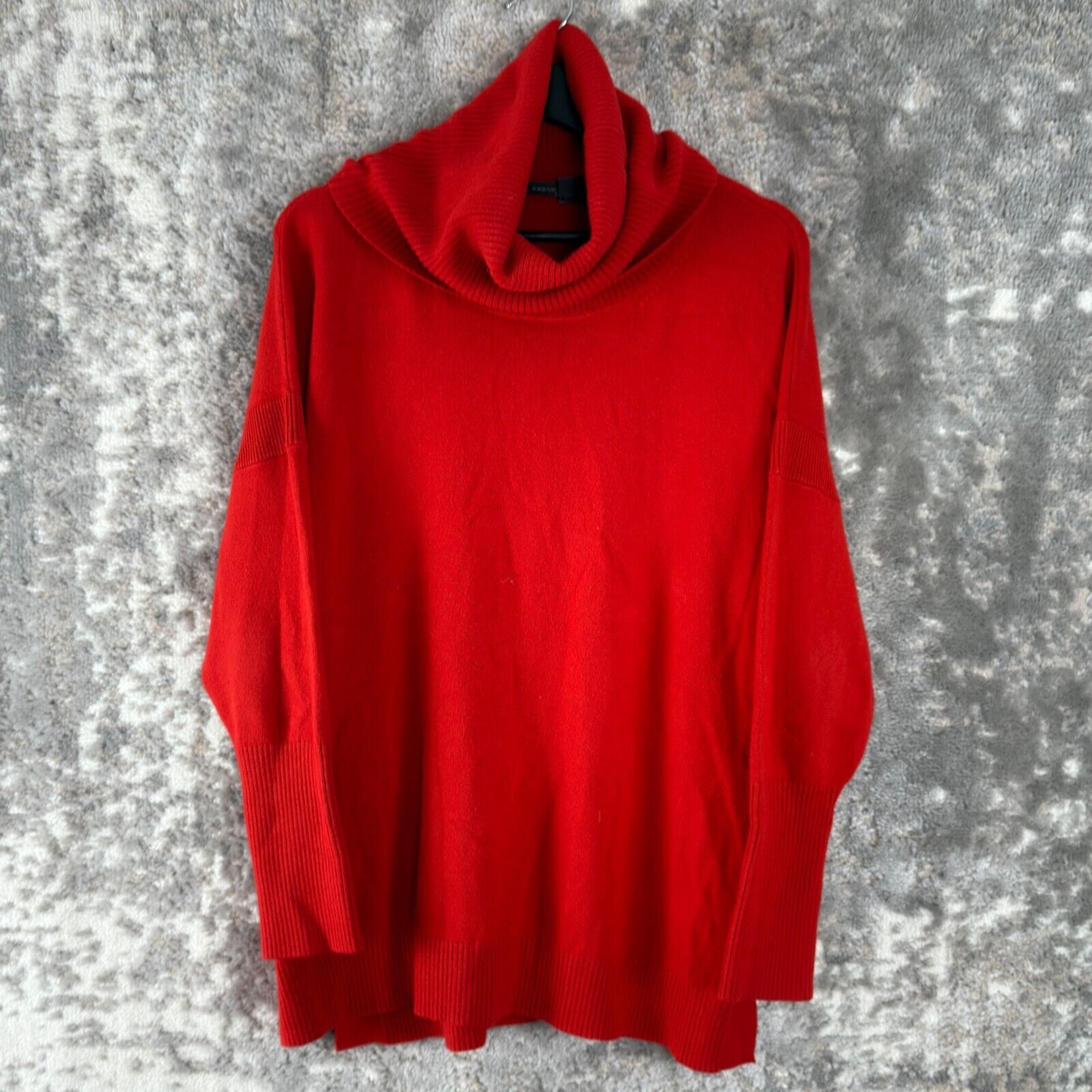 French Connection Plus Size 1X Ribbed Cowl Neck Sweater Red Long Sleeve Outdoor