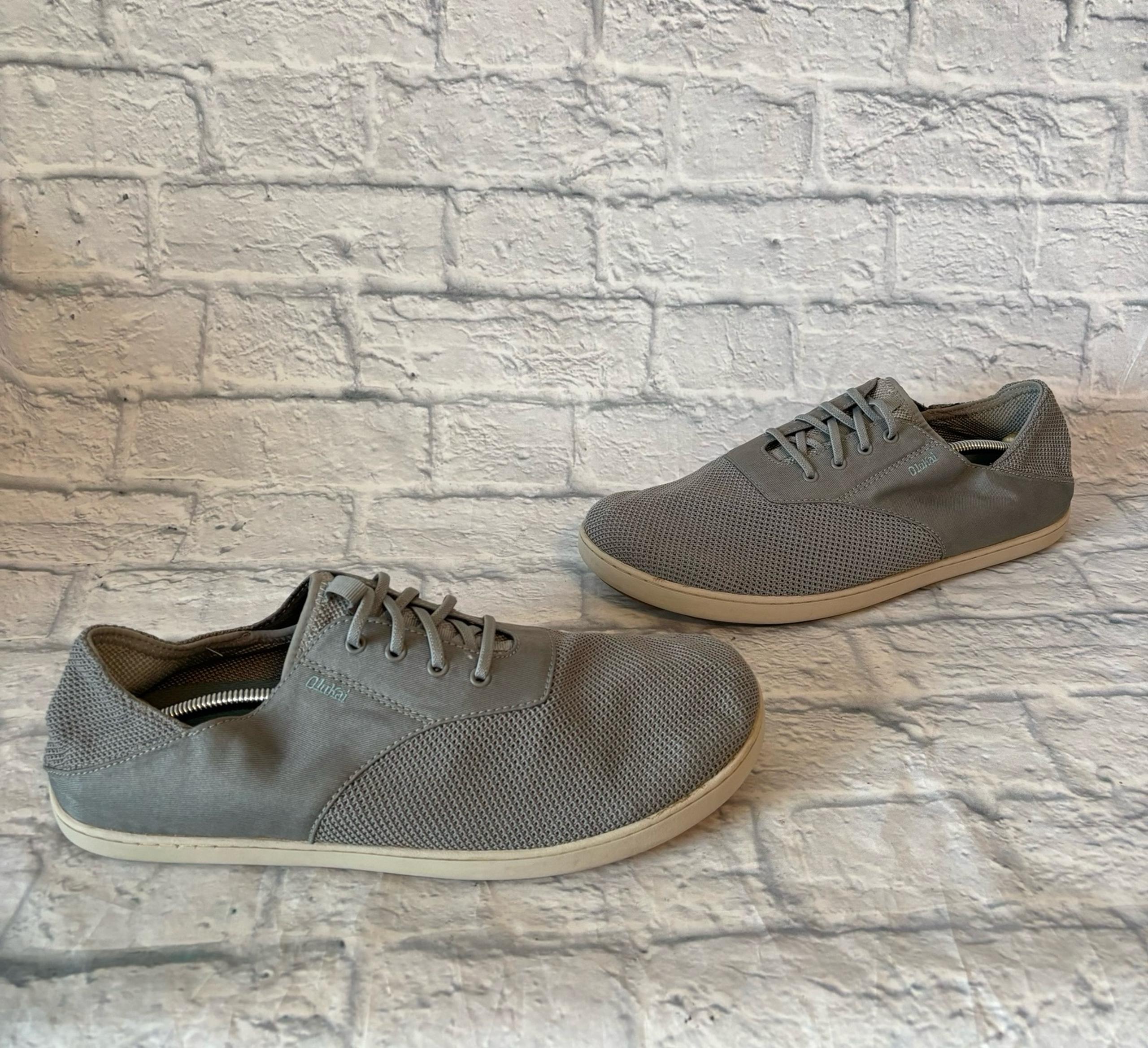 Olukai Nohea Moku Gray Sharkskin No Tie Loafer Boat Shoe Men's Size 13