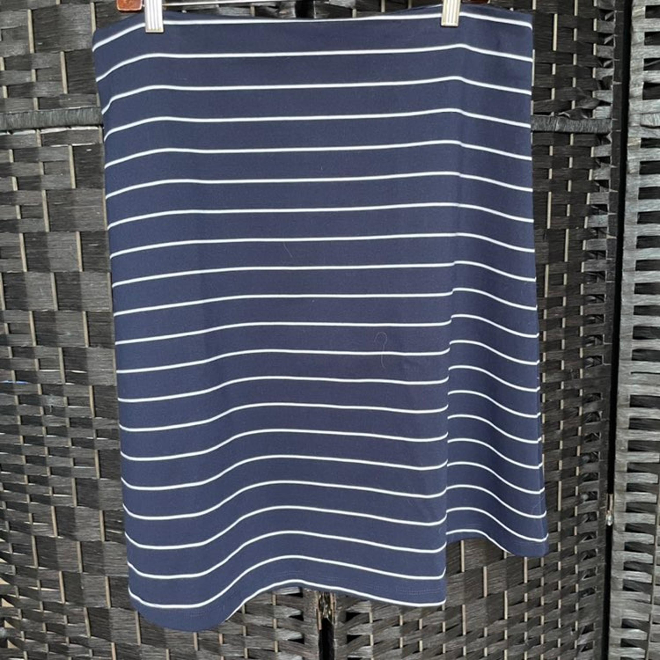 Philosophy Navy Blue & White Striped A-Line Skirt Sz L