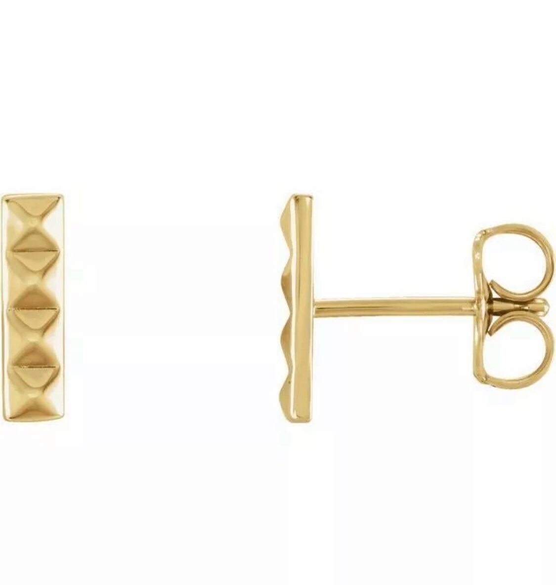 Yellow gold Pyramid Bar Earrings