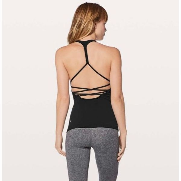 Lululemon Back & Forth Tank Light Support For A/B Cup Black size 6