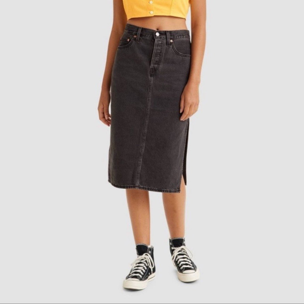 Levi’s Women’s Side Slit Midi Skirt - Washed Black Size 29