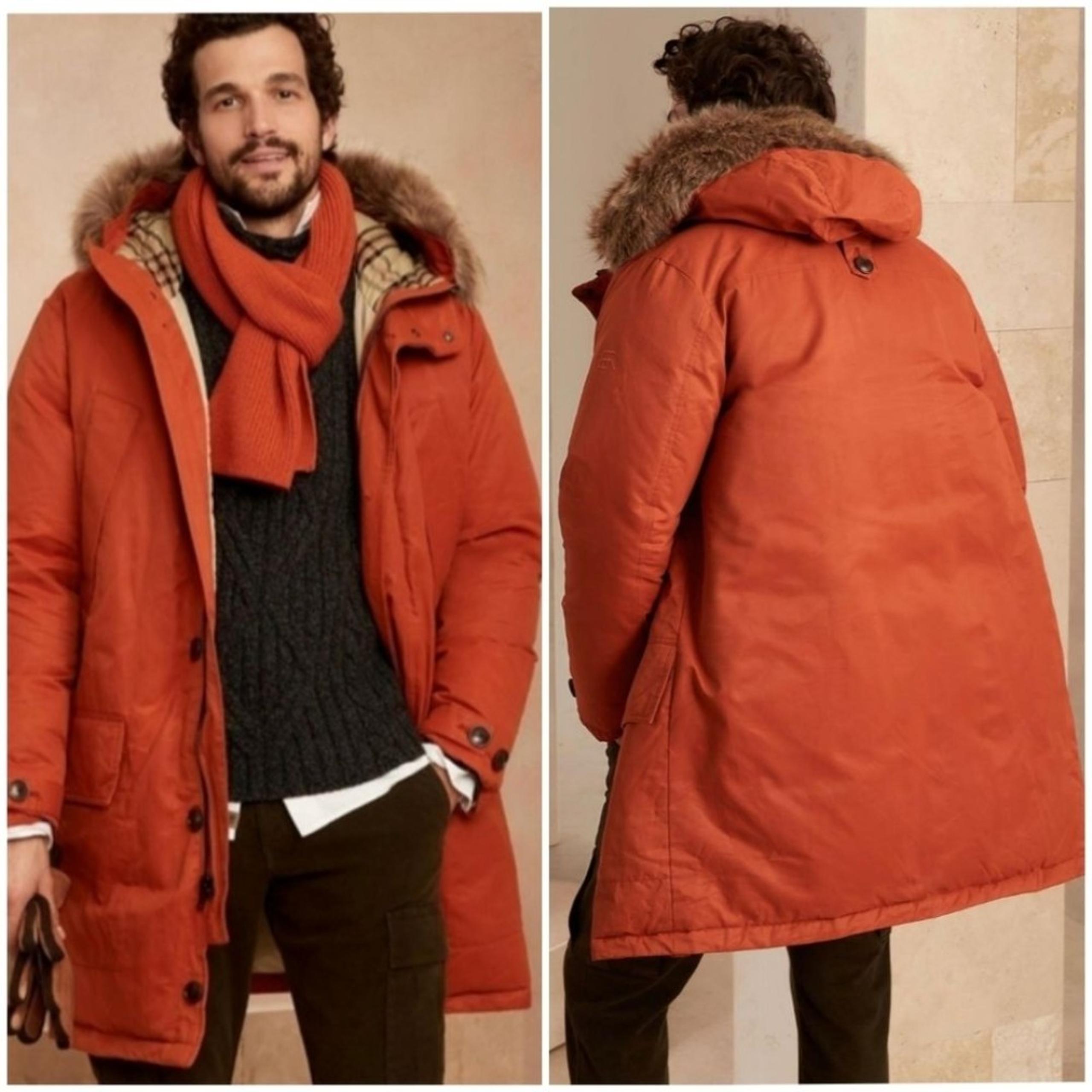 Banana Republic Snorkel Parka Puffer Jacket Mens Sz L Down Filled Hooded Waxed