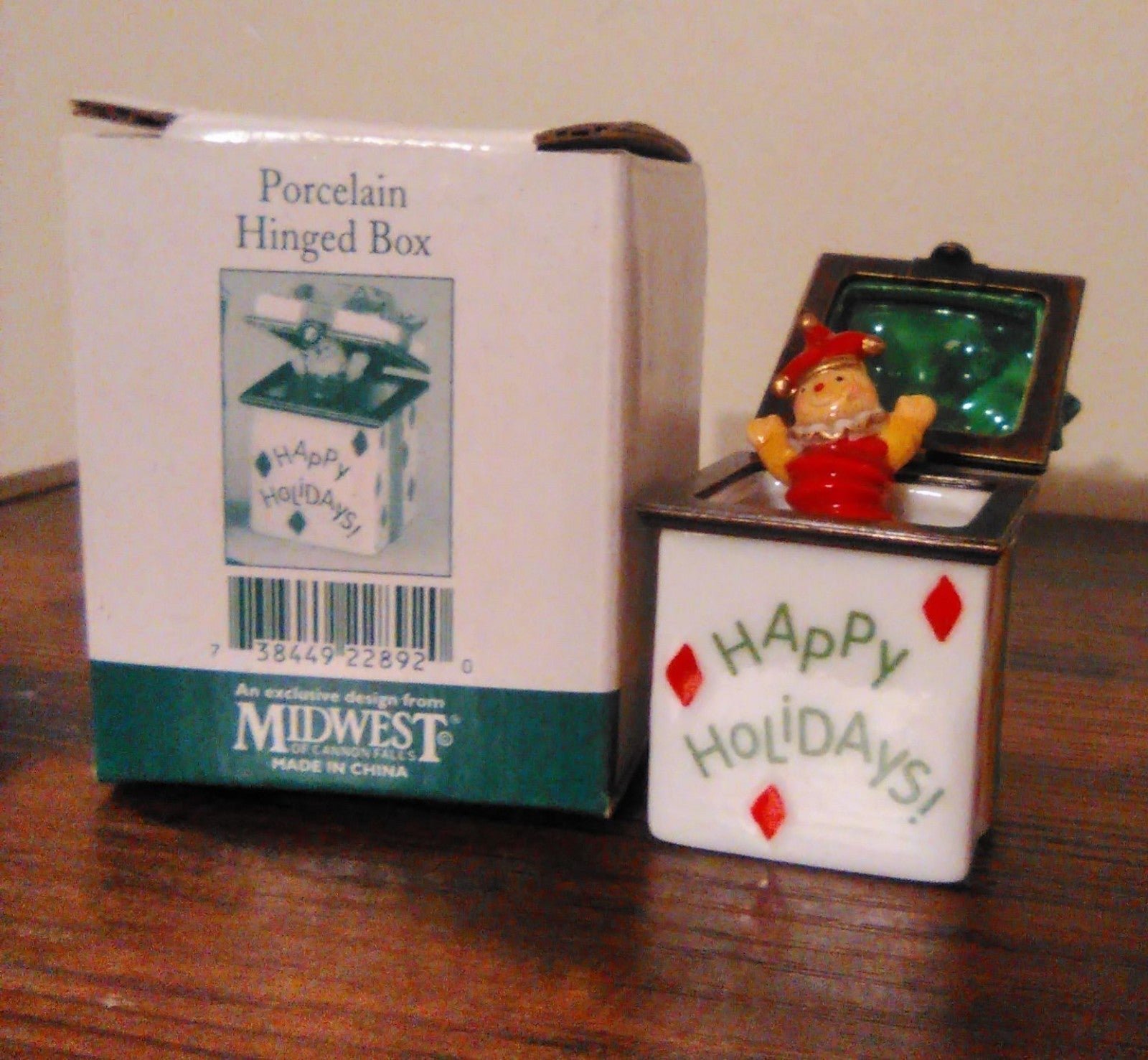 Midwest of Cannon Falls PHB - Happy Holidays Jack in the Box Trinket Box - NIB