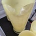 1950's Yellow- Gold Spaghetti Pitcher and 4 Tumblers Crystal Applied Handle