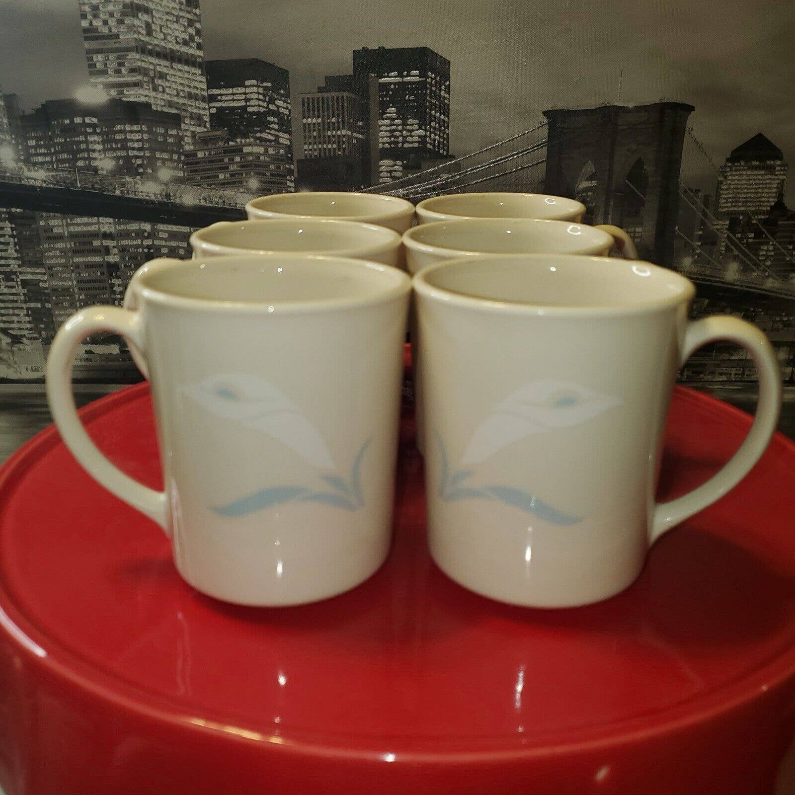 Vintage Corning Romance Pattern White Flower Tea Cup Mug Cream 33 USA Set of 6