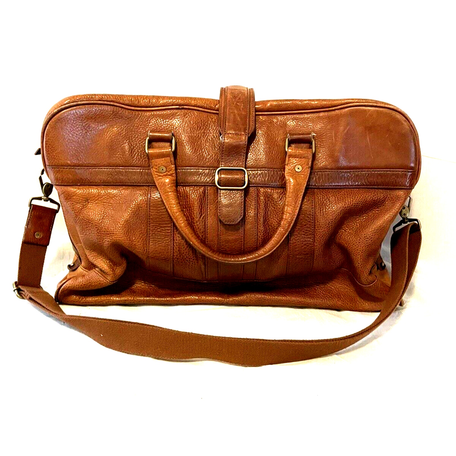 TED BAKER MEN DUFFLE BAG TRAVEL BROWN LEATHER LUGGAGE