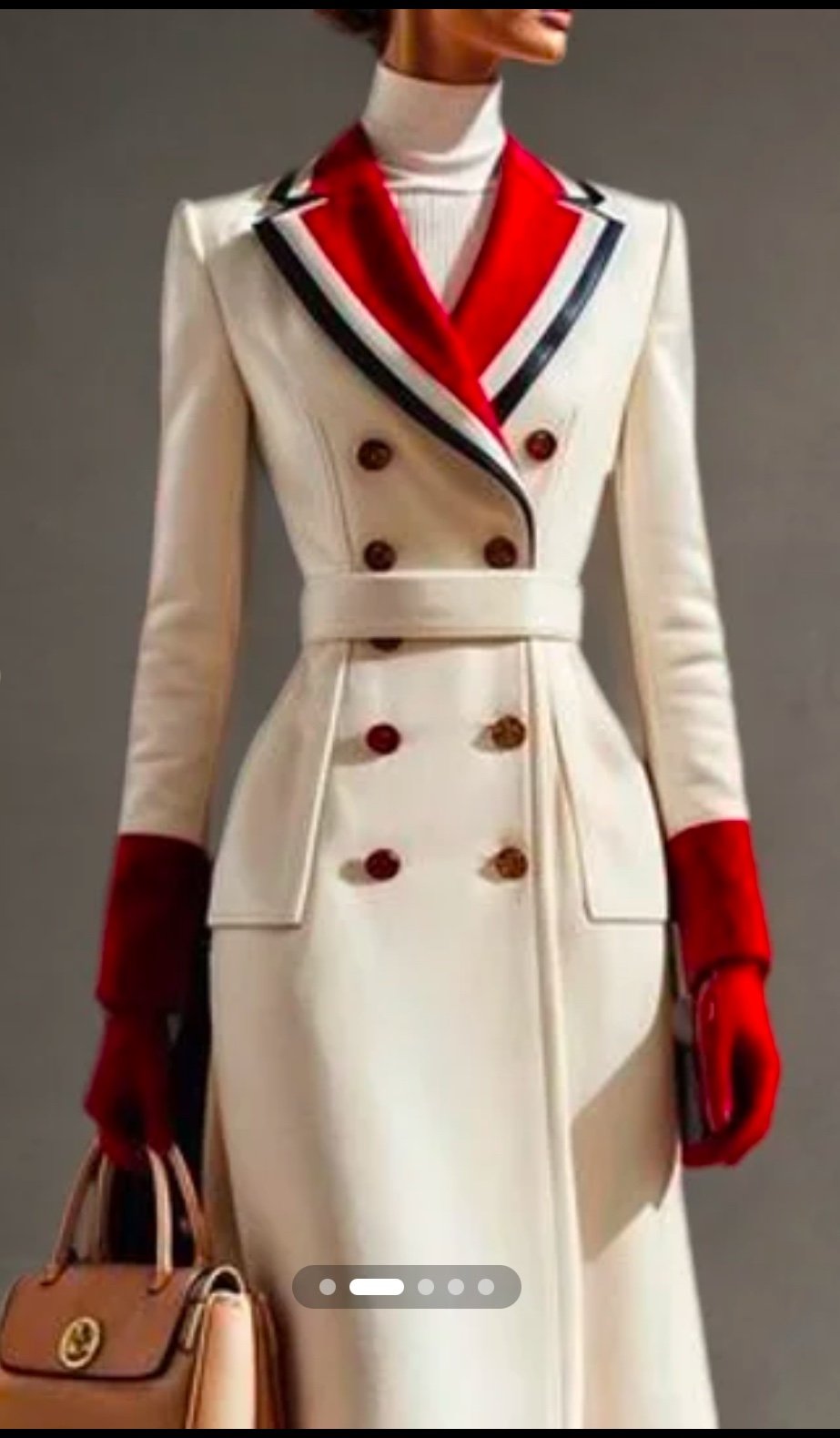 -Patchwork Color Block Lapel Collar Coat with Belt