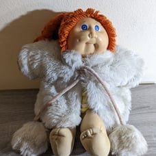 Vintage Cabbage Patch Doll Red Hair Braids with Fur Coat Coleco 1982 VTG Fair