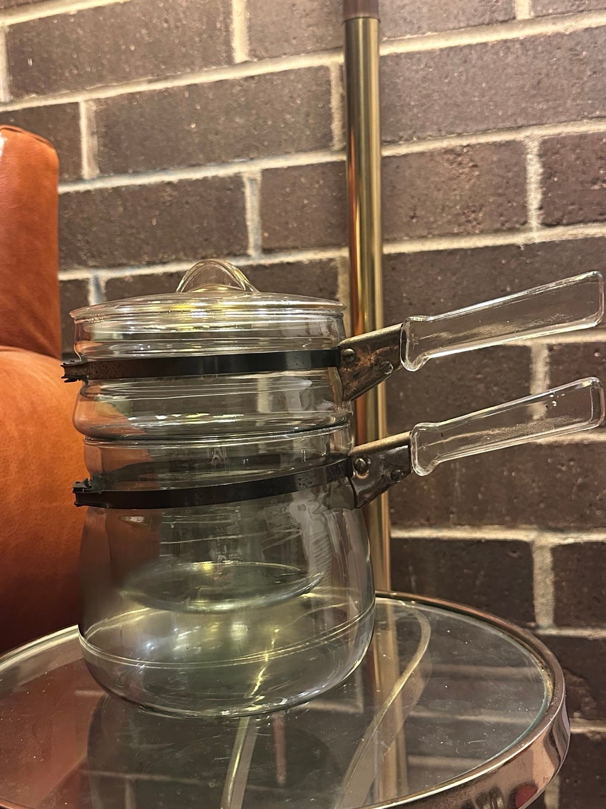 Vintage Pyrex Double Boiler Complete With Insert And Lid Flameware