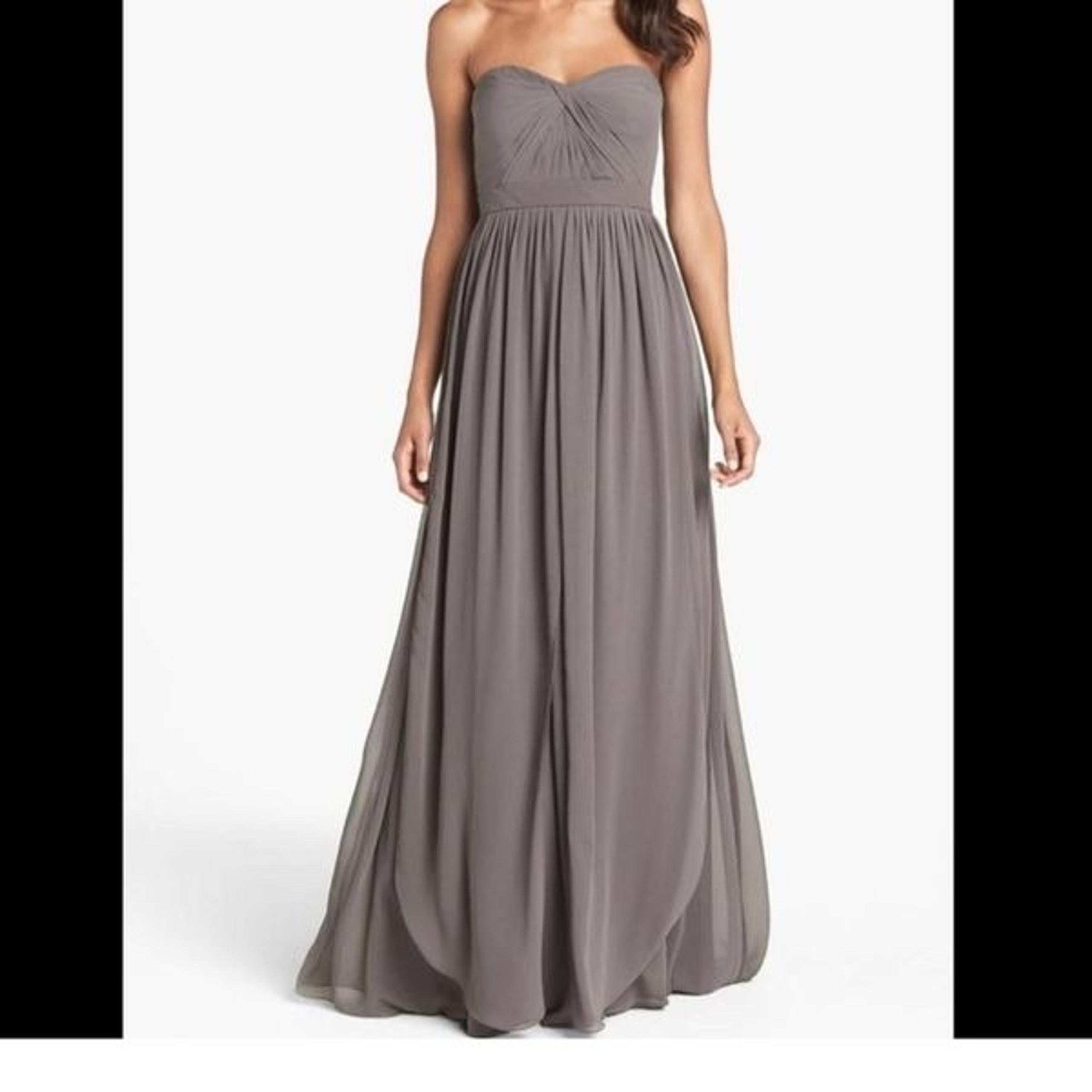 Jenny Yoo Formal Strapless Chiffon Gray Maxi Dress SZ 6