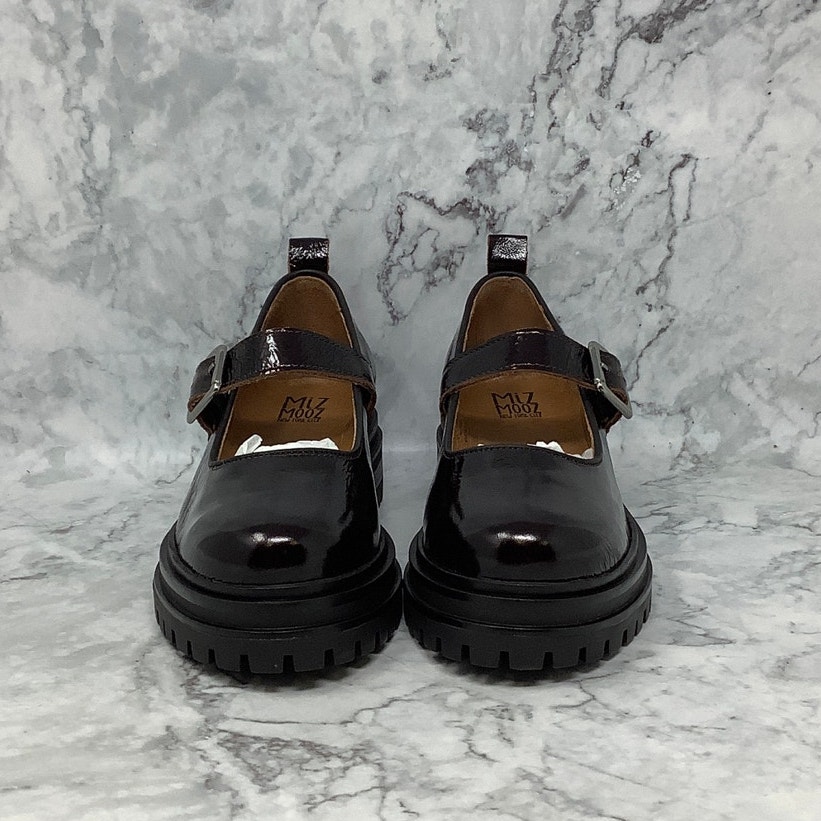 Miz Mooz Womens 36 5.5 Black Patent Leather Lacee Mary Jane Shoes Lug Sole P37-3