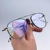 Tom Ford FT5691-B 012 Eyeglasses Dark Ruthenium Blue Block Unisex Pilot
