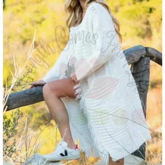 Boho Long Fringed Cardigan NEW! M/L