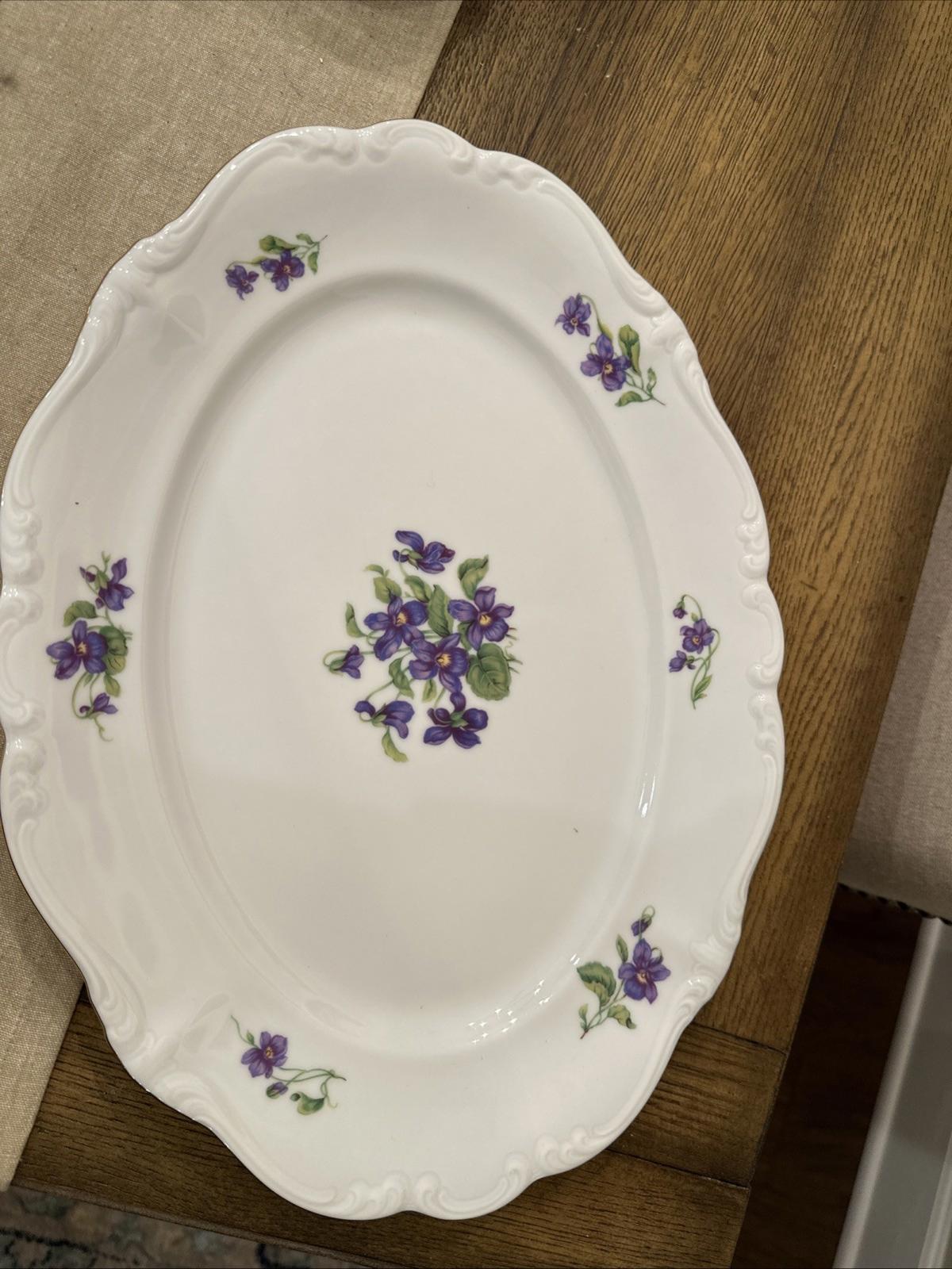 Vintage Johann Haviland Bavaria Violetta 14 1/2 Oval Serving Bowl