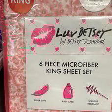 Betsey Johnson Pink floral valentines KING sheet set