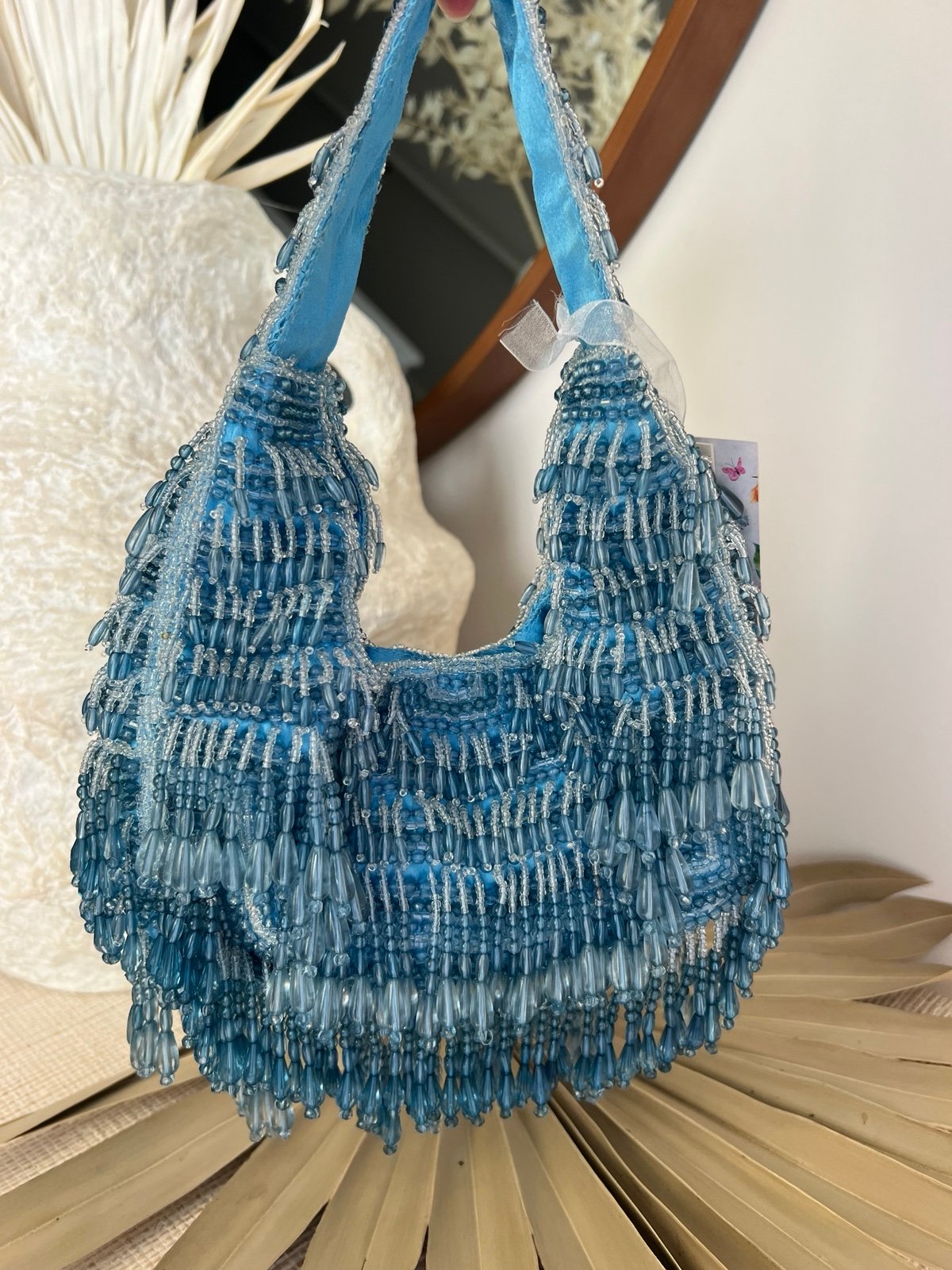 Viral Blue Beaded Bag, NWT, Handcrafted In India